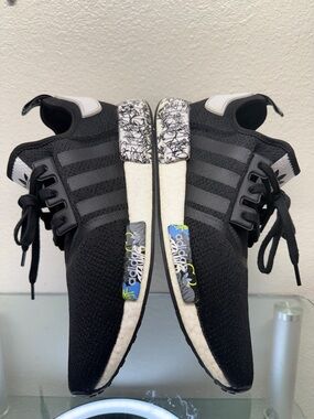 adidas Black Knit Trainers with White Midsole